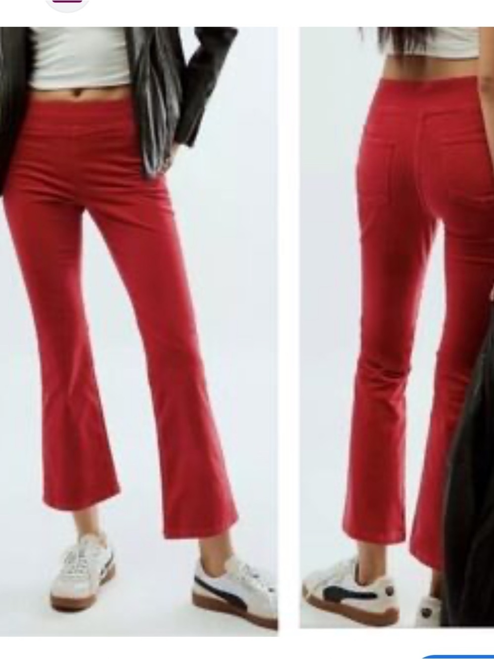 Free People Bright Red Velour Flare Pants